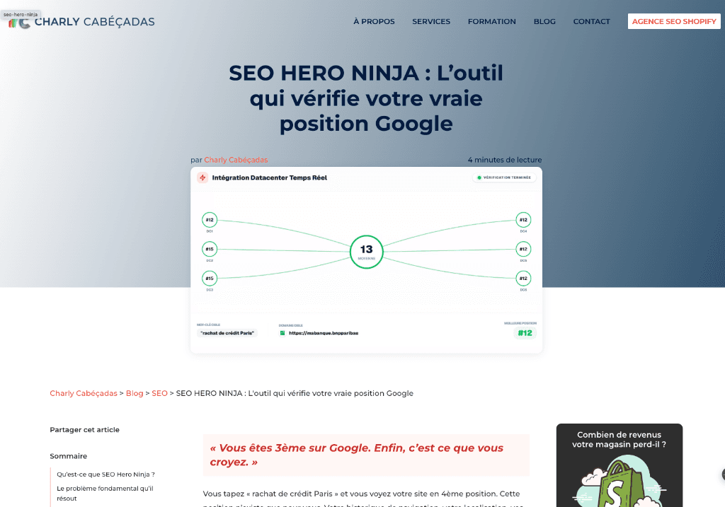 SEO HERO NINJA : L’outil qui vérifie votre vraie position Google