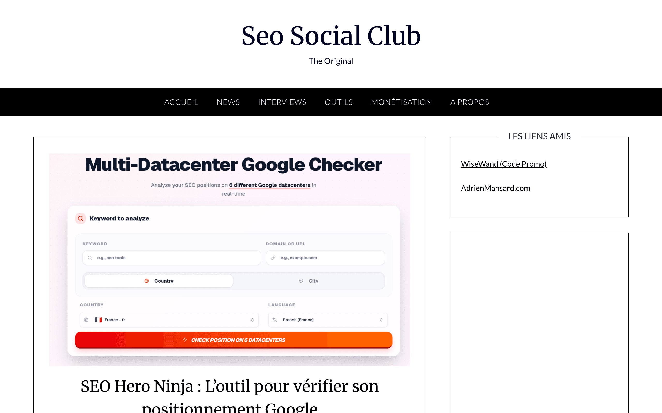 SEO Hero Ninja : L'outil pour vérifier son positionnement Google